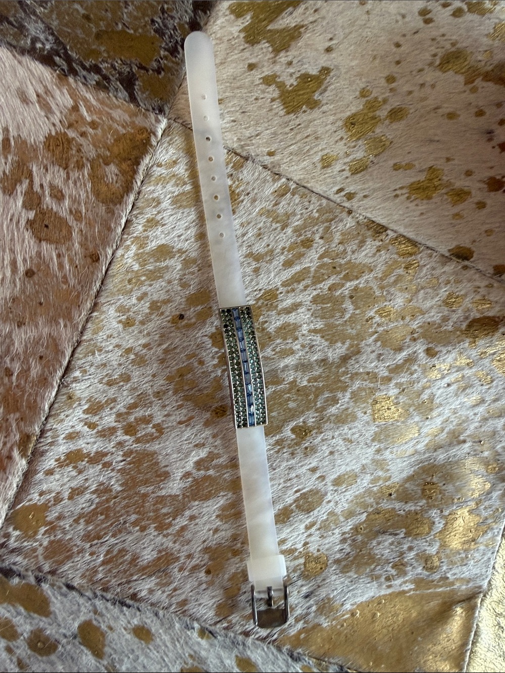 White Crystal Accent Leather Bracelet